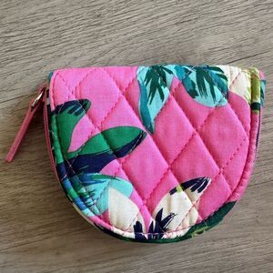 Vera Bradley Tropical Paradise Pink Botanical Pattern Coin Purse Zip Pouch